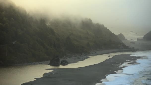 California Klamath River Pacific Coastal Scenery Met Rolling Fog Verenigde — Stockvideo
