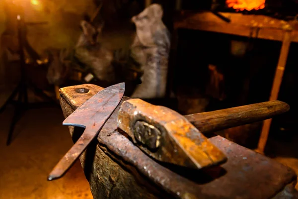 Forge Anvil Knife Making — Stock Photo, Image