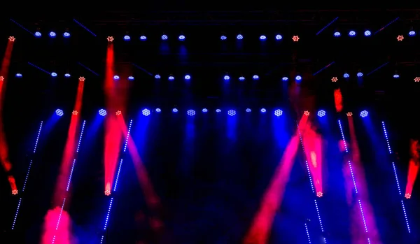 Blauw Podium Verlichting Verlichting Met Schijnwerpers Tijdens Een Concert — Stockfoto