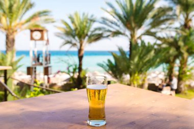 Biralar denizin arka planında.