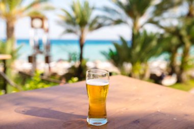 Biralar denizin arka planında.