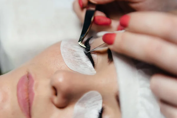 Extensiones Pestañas Tradicionales Enfoque Selectivo Tonificado Maquillaje Primer Plano —  Fotos de Stock