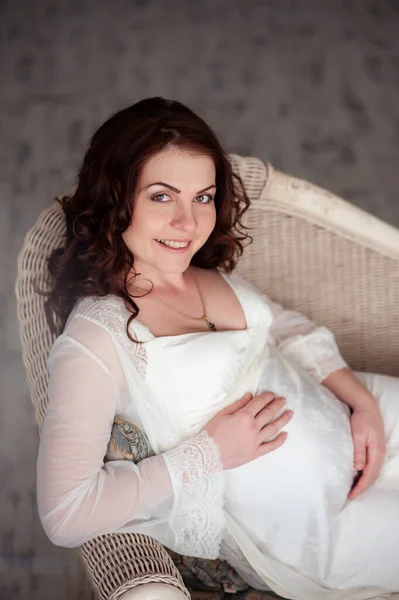 Hermosa Mujer Embarazada Lencería —  Fotos de Stock
