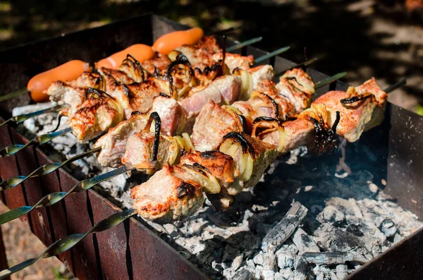 Izgarada pişmiş domuz eti pirzolası.