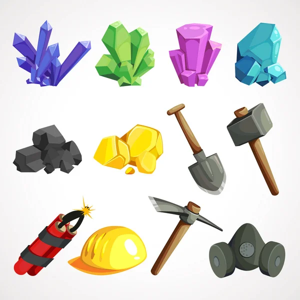 Colección Iconos Decoración Para Minería Juego Conjunto Herramientas Selección Dibujos — Vector de stock