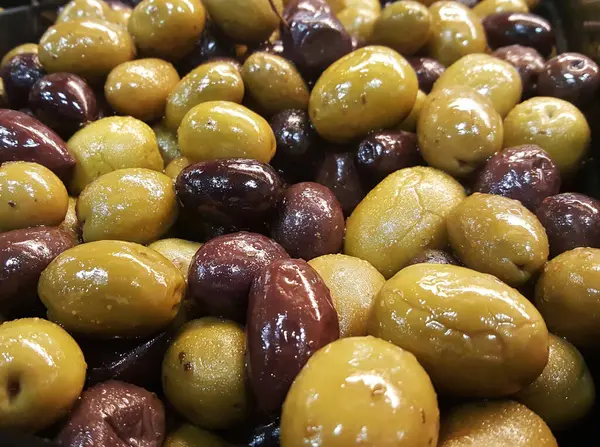 Close Some Pitted Seasoned Black Leccino Olives — Φωτογραφία Αρχείου