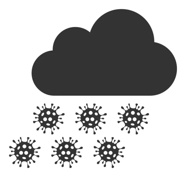 Imagem de ícone plano de nuvem de chuva de vírus vetorial —  Vetores de Stock