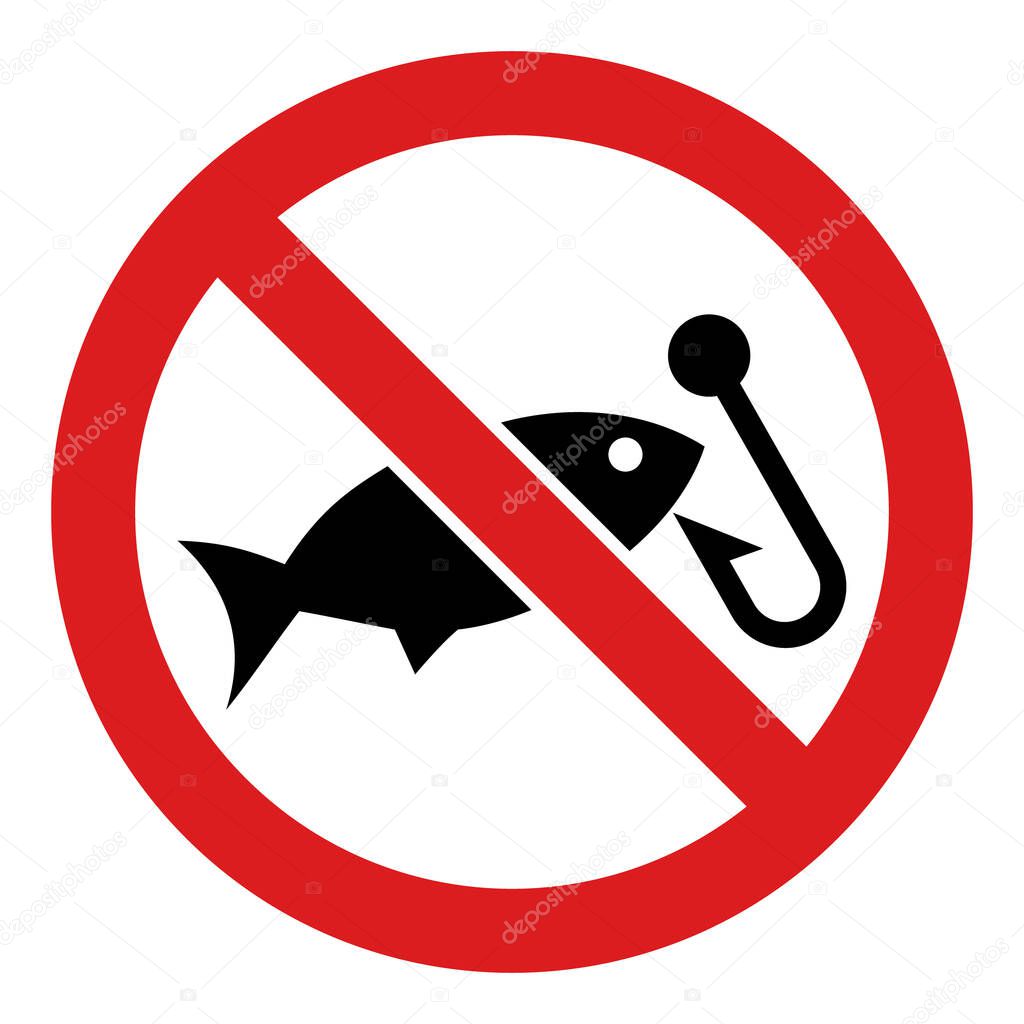 Vector Forbidden Fishing Flat Icon Symbol