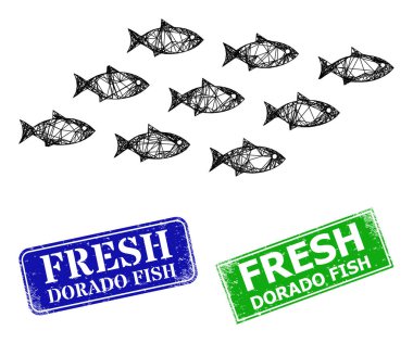 Kauçuk Taze Dorado Balık Damga Mührü ve Balık Simgesi Çokgen Izgara Okulu