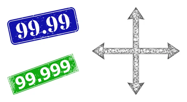 Grunged 99.99 Nadruki i trójkątna siatka Rozwiń ikonę — Wektor stockowy