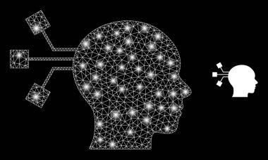 Parlak Benekli Çokgen Kablo Çerçevesi Ağ Beyin Bağlantısı
