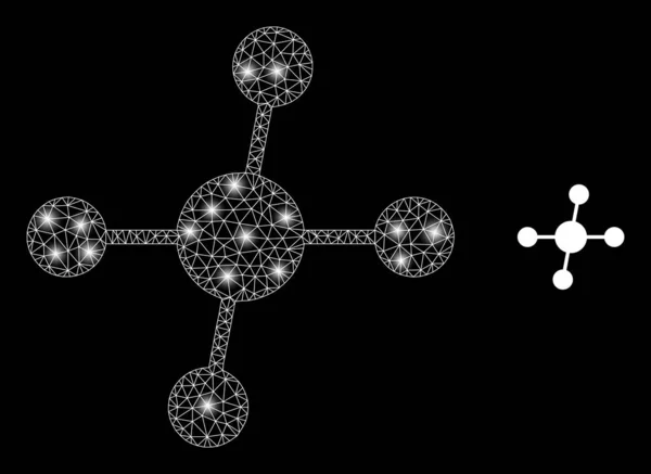 การเชื่อมต่อตาข่ายกรอบลวดหลายเหลี่ยมกับ Lightspots — ภาพเวกเตอร์สต็อก