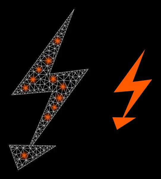 Flecha eléctrica poligonal de malla 2D con manchas de deslumbramiento — Archivo Imágenes Vectoriales