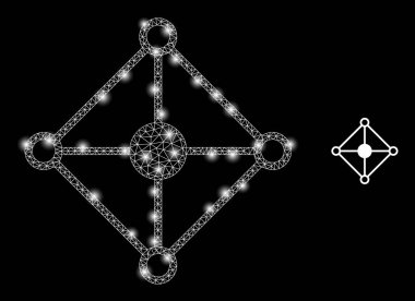 Parlak Benekli Çokgen 2B Izgara Şebekesi Düğümü