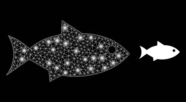 Poisson polygonal en treillis métallique avec magie — Image vectorielle