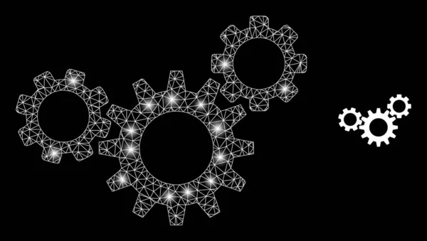 Mechanismus mnohoúhelníkových síťových ozubených kol se světlými body — Stockový vektor