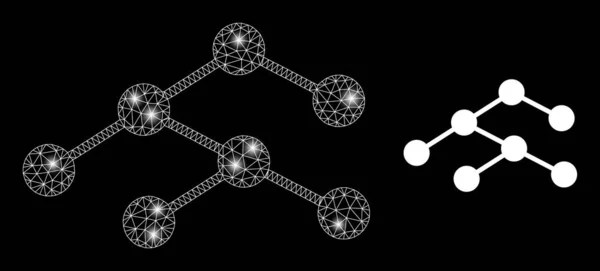 Polygonale Netzwerk-Hierarchie-Verbindungen mit Lichtpunkten — Stockvektor
