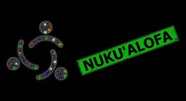 Üstü çizilmiş NukuAlofa Mührü ile Ağ Adamlar Cemaati Parıltısı Simgesi Parlak Renkli Lekeler