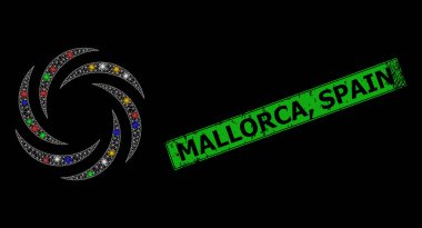 Desenli Mallorca, İspanya Damgalı Örgü Döndürme Parıltısı Simgesi Parlak Renkli Flash Düğümleri