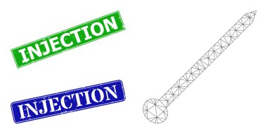 Çizilmiş Enjeksiyon İzleri ve Çokgen Ağ Şırıngası Simgesi