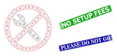 Grunged No Setup Ücret İzleri ve Çokgen Ağ Yasak Onarım Simgesi