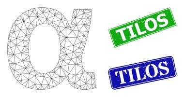 Grunged Tilos Pul Taklitleri ve Üçgen Alfa Yunan Küçük Durum Sembol Simgesi Simgesi Simgesi Simgesi