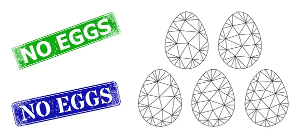 Значки Grunge No Eggs и икона треугольной сетки яиц — стоковый вектор