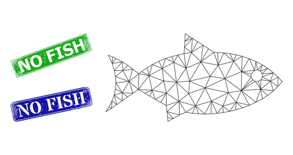 Repade inga fiskavtryck och trekantiga maskfiskikoner — Stock vektor