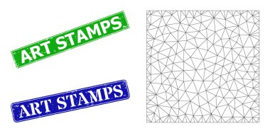 Lastik Sanatlar Rozetleri Damgaladı ve Üçgen Ağ Doldurulmuş Kare Simgesi