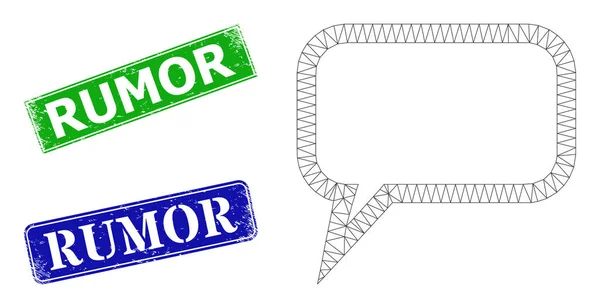 Grunge-Gerüchtesiegel und dreieckiges Mesh-Blog-Nachrichtensymbol — Stockvektor