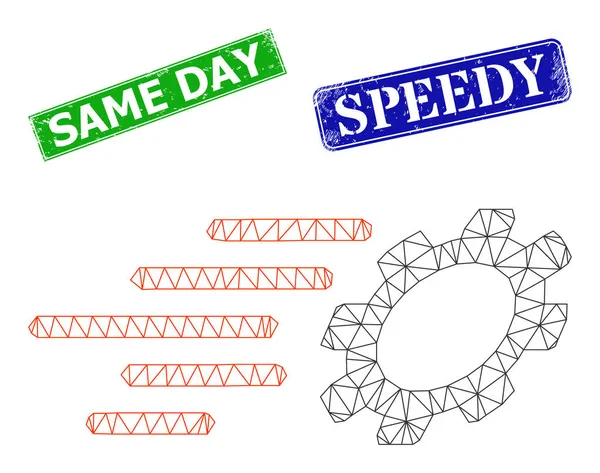 Çizilmiş Aynı Gün Mühürleri ve Çokgen Ağlar Hızlı İleti Simgesi — Stok Vektör