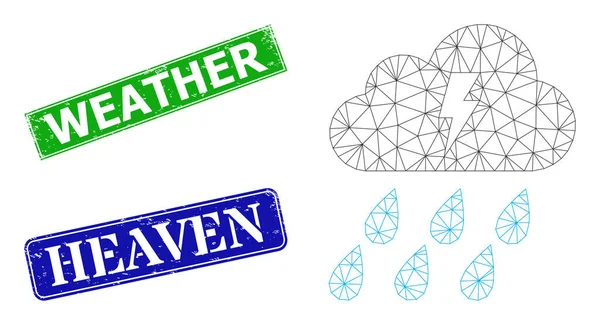 Nouzové meteorologické známky a trojúhelníková síť Thunder Cloud Icon — Stockový vektor