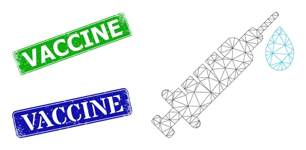 橡胶疫苗印模和多边形网状疫苗图标 — 图库矢量图片