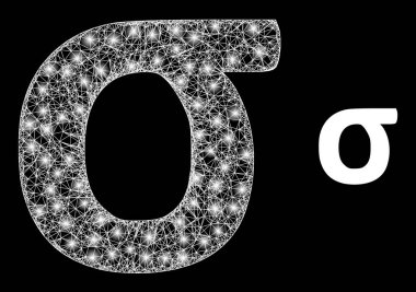 Çokgen 2B Izgara Sigma Yunan Küçük Harf Sembolü Parlak Benekli