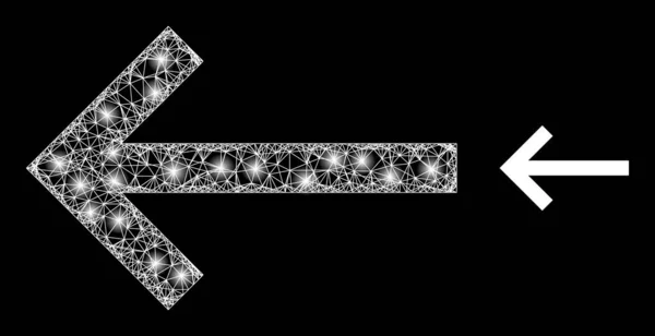 Flèche gauche en maille de carcasse polygonale avec des taches de lumière — Image vectorielle