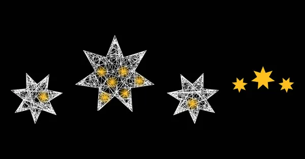 Nivel de estrella de malla de marco de alambre poligonal con magia — Vector de stock