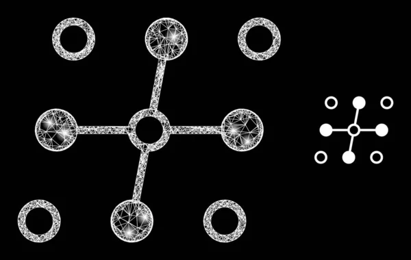 Estructura de malla de canal poligonal con manchas de luz — Vector de stock