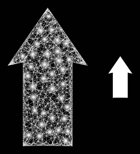 Direction polygonale de treillis métallique vers le haut avec des taches lumineuses — Image vectorielle
