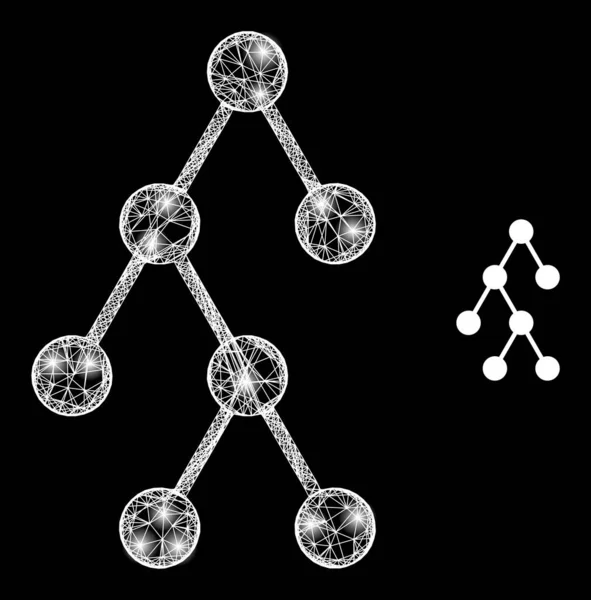 Polygonal Network Mesh Hierarki struktur med magi – Stock-vektor