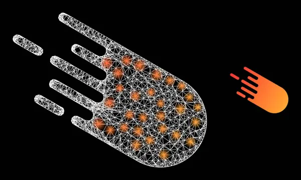 Polygonales Karkasse-Mesh-Bolide mit Blendflecken — Stockvektor