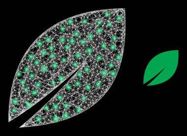 Çokgen 2B Işık Noktalı Örgü Botanik Yaprağı