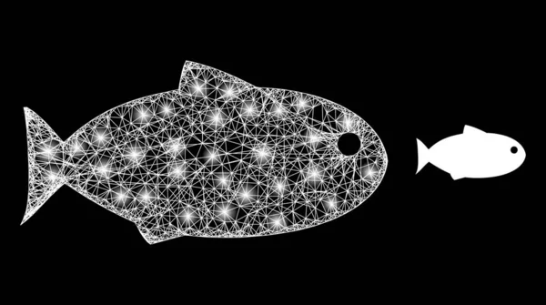 Poisson polygonal de treillis métallique avec des taches de lumière — Image vectorielle