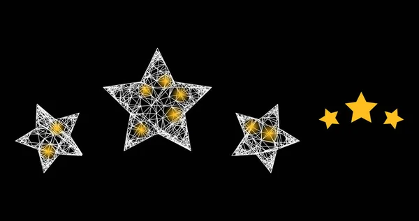 Clasificación de estrellas de malla de canal poligonal con puntos de luz — Vector de stock