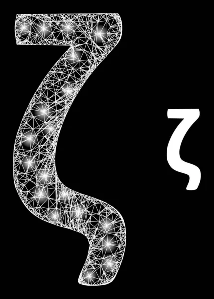 多角形の2Dメッシュゼータギリシャ語の小文字のシンボルとグレアスポット — ストックベクタ
