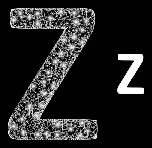 Polygonal 2D Mesh Zeta Simbol Yunani dengan Sihir - Stok Vektor