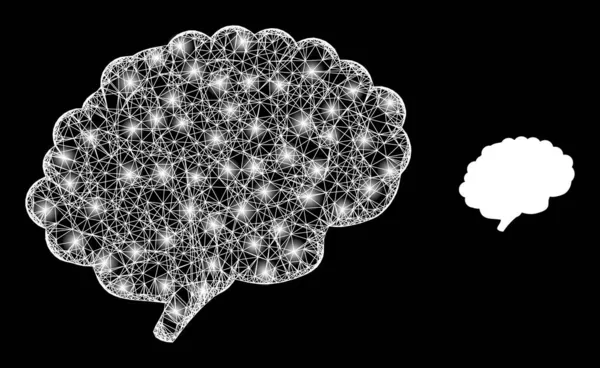 Polygonaal karkas Mesh Brain Organ met lichte vlekken — Stockvector