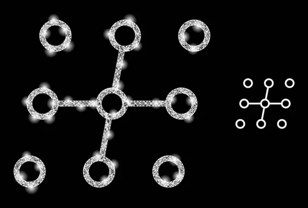 Nœuds polygonaux de treillis métallique avec magie — Image vectorielle