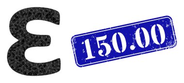 150.00 Pul ve Epsilon Yunan Sembolü Lowpoly Simgesi Çizildi