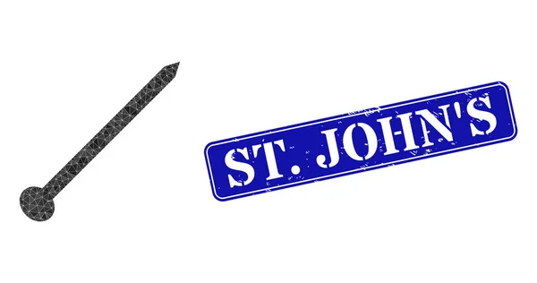 Rubber St. JohnS Badge and Needle Lowpoly Icon — Stock Vector