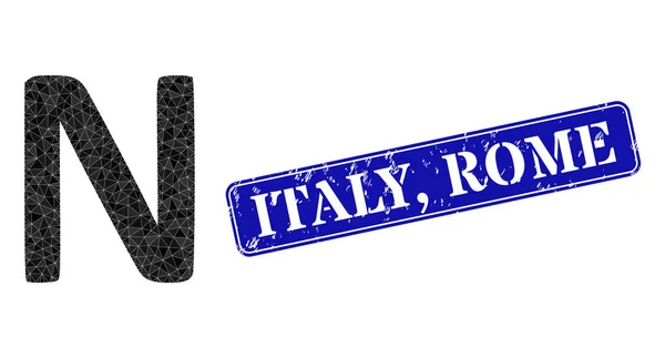 Niepokój Włochy, pieczęć pieczęć pieczęci Rzym i Nu Grecki symbol Trójkąt wypełniony ikoną — Wektor stockowy